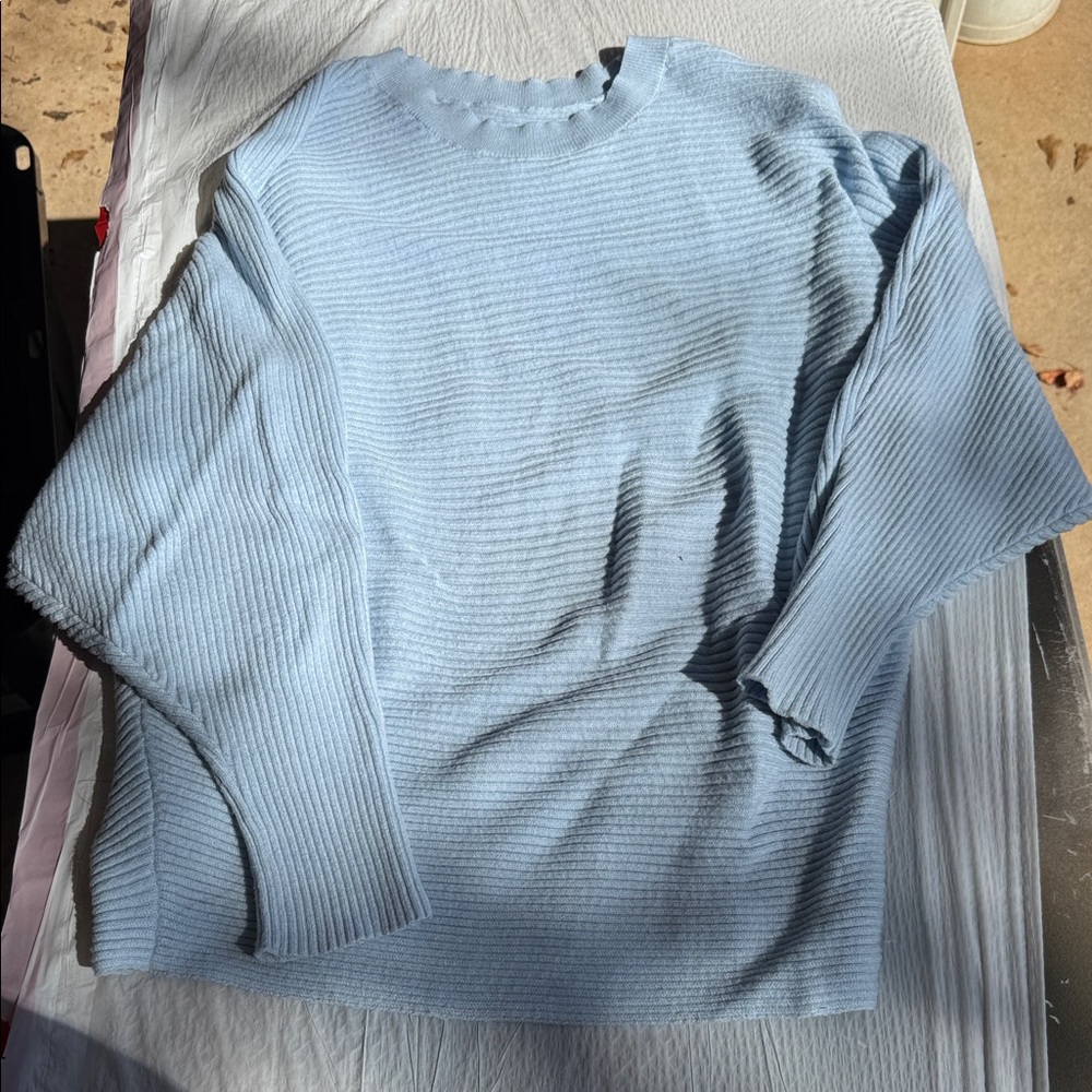 Light Blue Ribbed Sweater